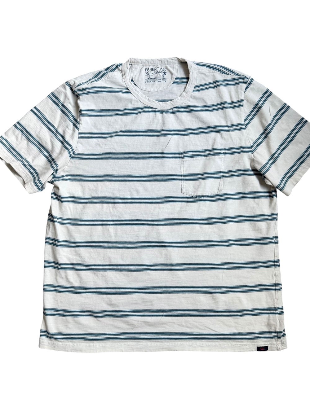 Faherty Organic Cotton Striped Pocket T-Shirt XL